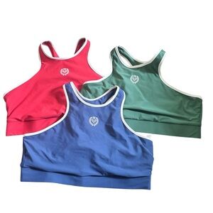 3PK Old Navy PowerSoft Sport Tanks|High-neck Racerback|Tennis-themed logo.